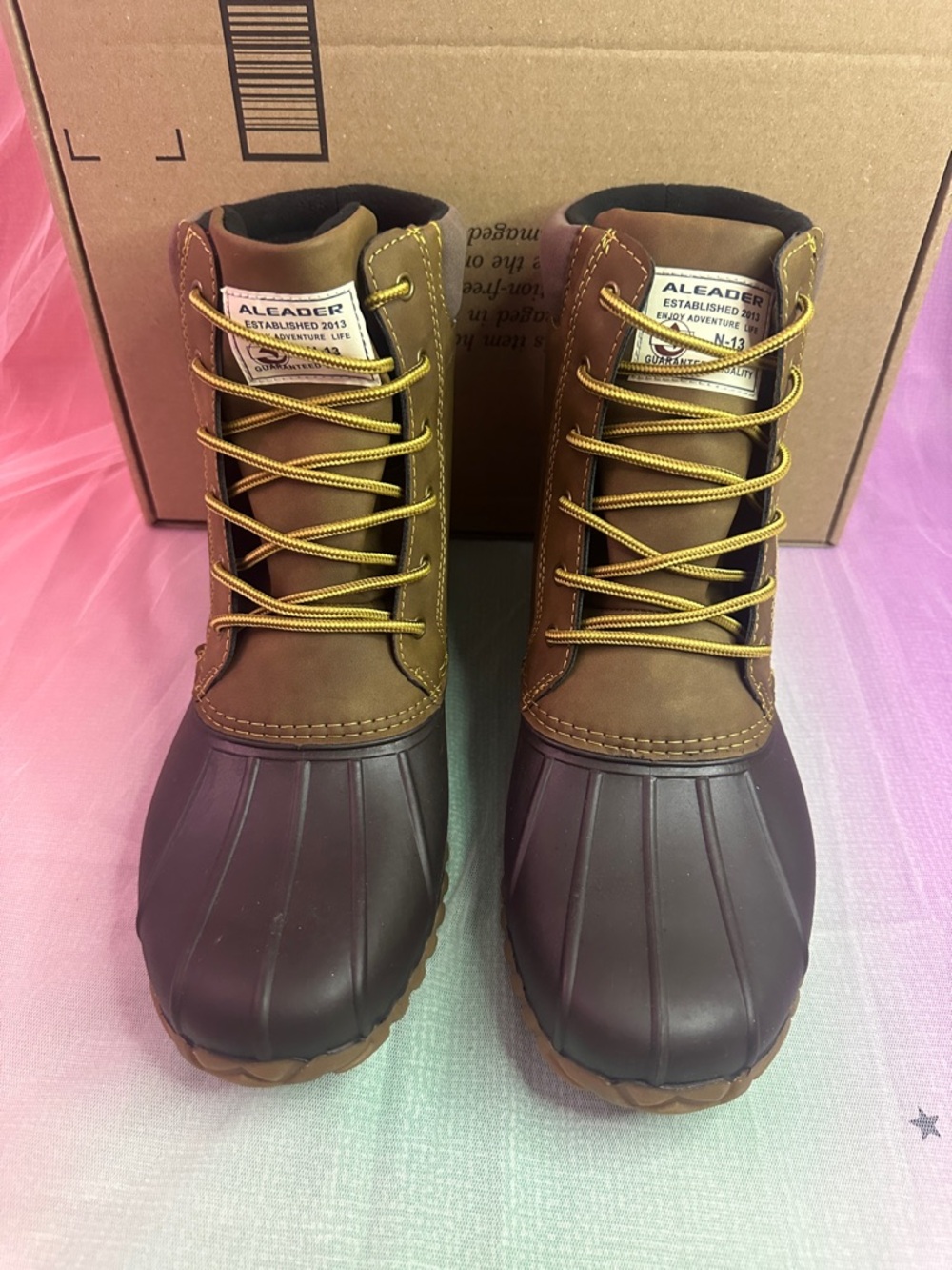 Aleader Men's Brown Duck Boots - Waterproof Lace-Up